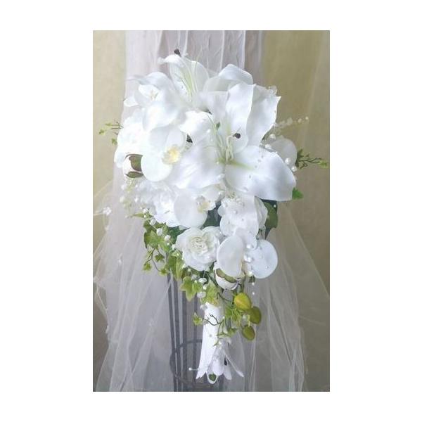 カサブランカブーケ ホワイト 胡蝶蘭 キャスケード 上質 海外挙式