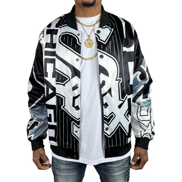ホワイトソックス サテン ジャケット スタジャン WHITE SOX 白 黒