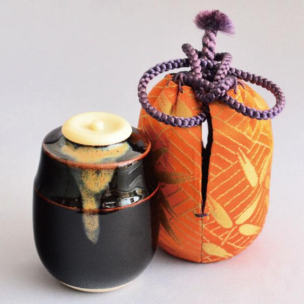 茶入 茶道具 竹節茶入 笹文(正絹仕覆) : 茶道具専門店 (有)菊池商店