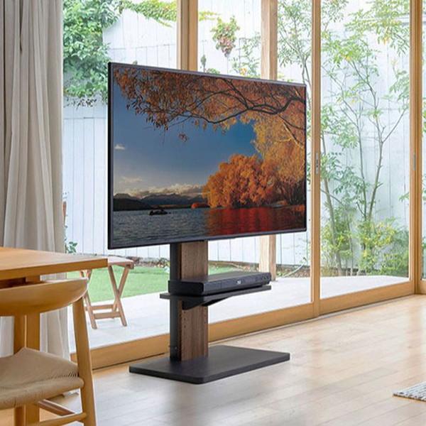 朝日木材加工 WS-J600-BK 左右首振り機能付き 壁寄せTV台 ダーク