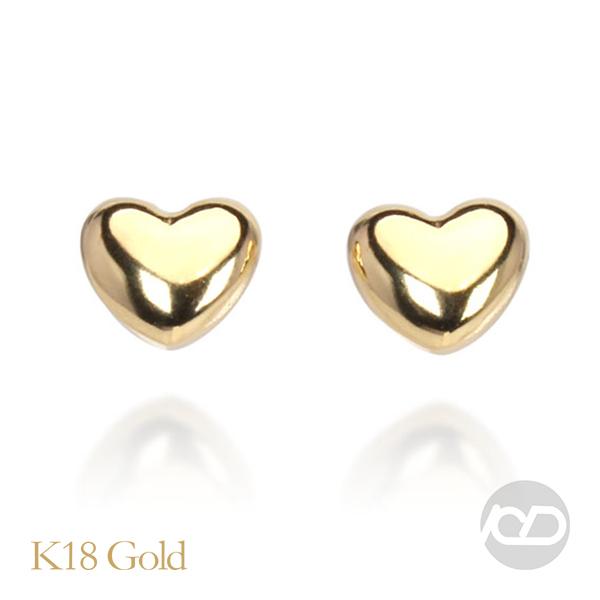 ピアス ハートピアス ゴールドピアス スタッドピアス 18金 k18 18k