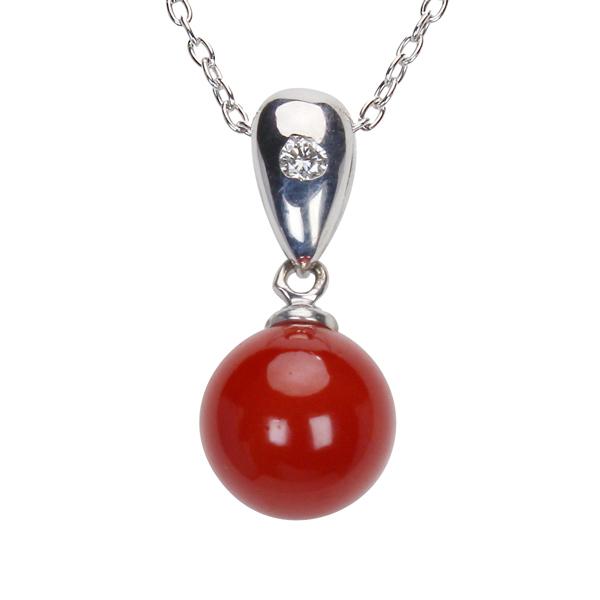 ネックレス レディース 珊瑚 k18 18金 ホワイトゴールド 赤珊瑚 さんご