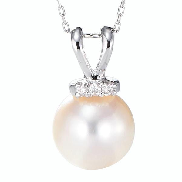 真珠 ネックレス パール 花珠 V字型 あこや本真珠 8.5mm ダイヤモンド