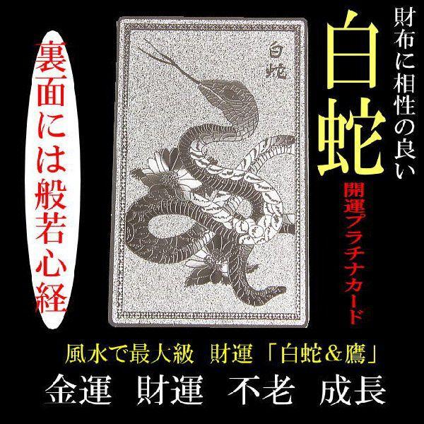 財布に入れる 白蛇＆鷹「開運プラチナプレート」風水で最強の金運/不老