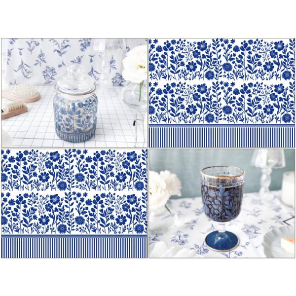 ポーセラーツ 転写紙 【ガラス用】ブルーボタニカル転写紙 A4サイズ