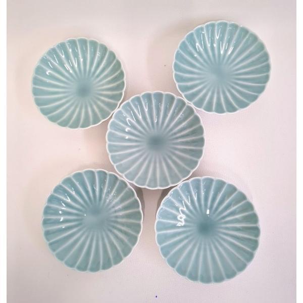 深川製磁 青磁 小付揃 菊割小鉢 5客 直径約13cm 有田焼 2240-340