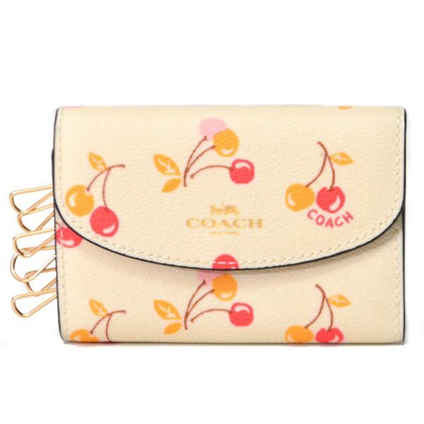 コーチ キーケース COACH コーティング キャンパス レザー チェリー