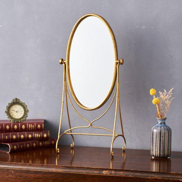 IZ60440S☆ゴールド オーバル スタンドミラー アンティーク風 モダン