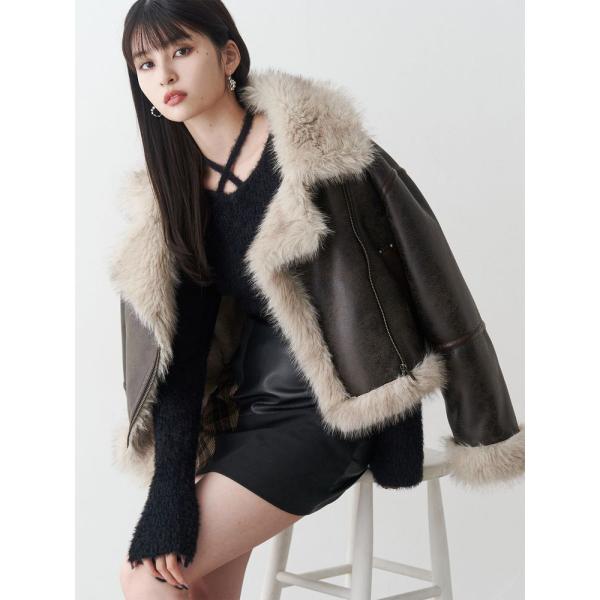 MURUA（ムルーア） アンイーブンショートフェイクムートンジャケット