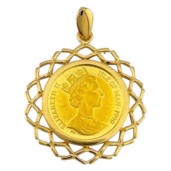 マン島 キャット 1/25オンス 1990年 ペンダントトップ コイン