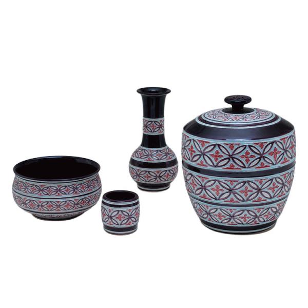 皆具 紫交趾 三段七宝 勝見永泉作 茶道 茶道具 : 和空間ヤフーショップ