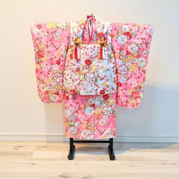 女の子 七五三 3歳 被布 着物セット ピンク 白 s5 : 和装 綾 - 通販