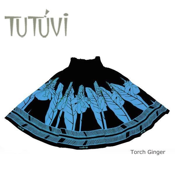 フラダンス パウスカート TUTUVI トーチジンジャー ブラック・ブルー