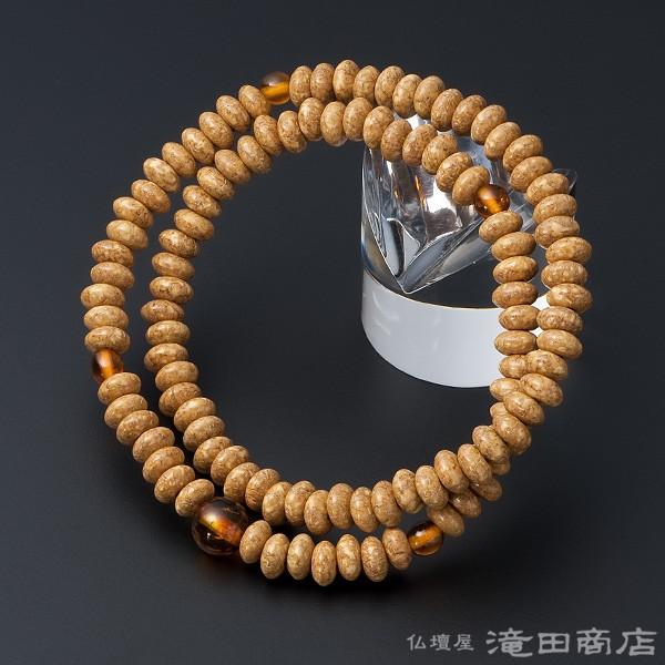 仏壇屋 滝田商店 腕輪念珠 数珠 ブレスレット 108珠 天竺菩提樹 みかん