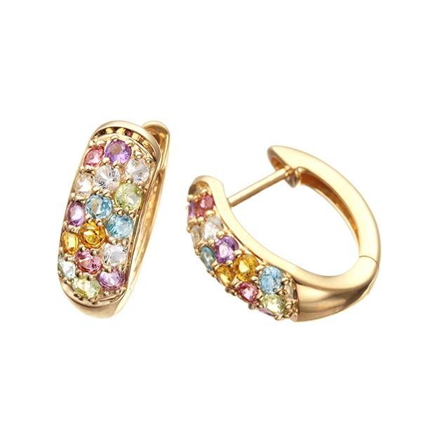 ジュエリーツツミ K10イエローゴールドマルチストーンピアス