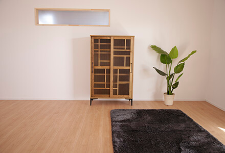 開梱設置無料]【大川家具】キャビネット 85/120cm幅 アミコ アッシュ