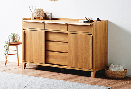 大川家具】サイドボード 150cm幅 レガーロ ウォールナット/レッド