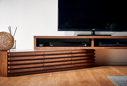 大川家具】テレビボード 119cm幅 アージュ ウォールナット/レッド