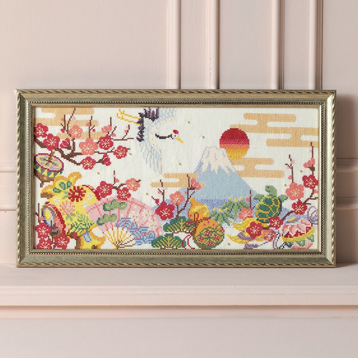 クロスステッチフレーム＜七福神のしあわせ宝舟＞ | リバティ 生地