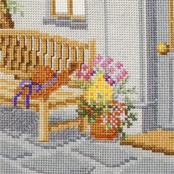 クロスステッチフレーム＜藤棚のある家＞ | リバティ 生地、編み物