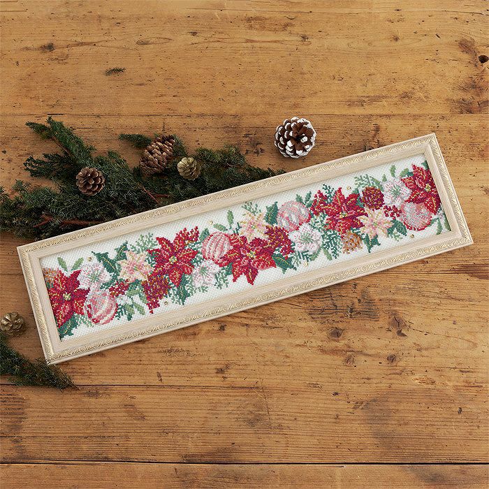 クロスステッチフレーム＜クリスマスベルのアレンジ＞ | リバティ 生地