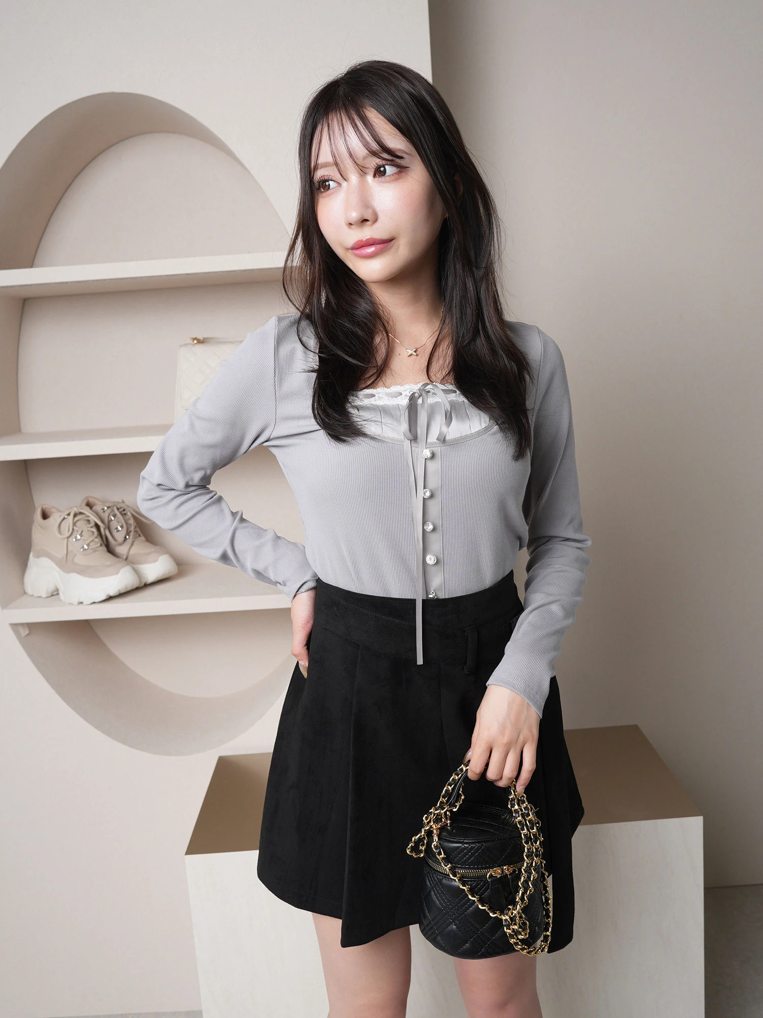 LIP SERVICE（リップサービス）｜ リボンレースレイヤードトップス