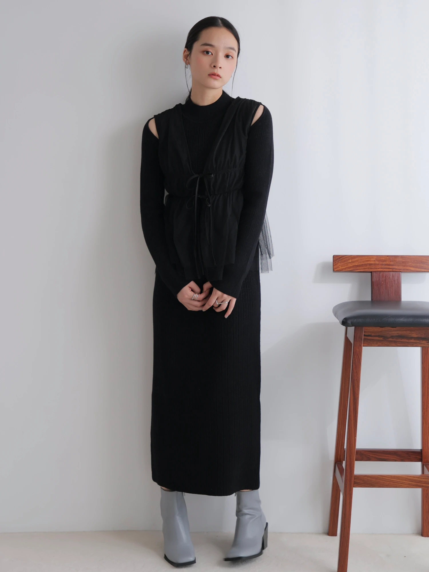 LADYMADE（レディメイド）｜ リボンチュールトップス×ラメニット