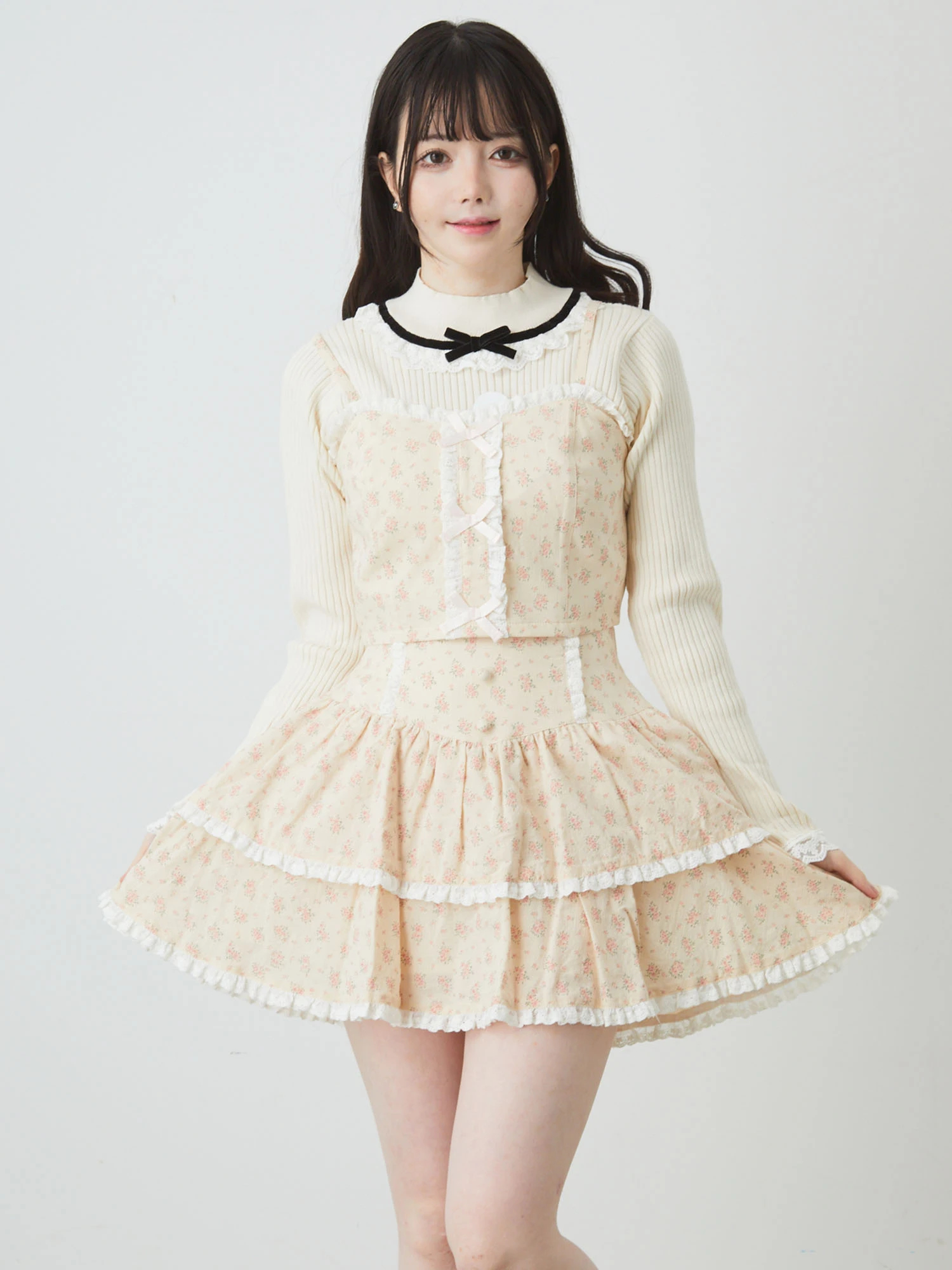 小花柄ティアードスカパン - Ank Rouge(アンクルージュ)のショート