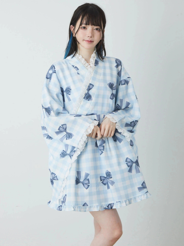 Bemqinギンガムリボン浴衣ワンピース - Ank Rouge(アンクルージュ)の