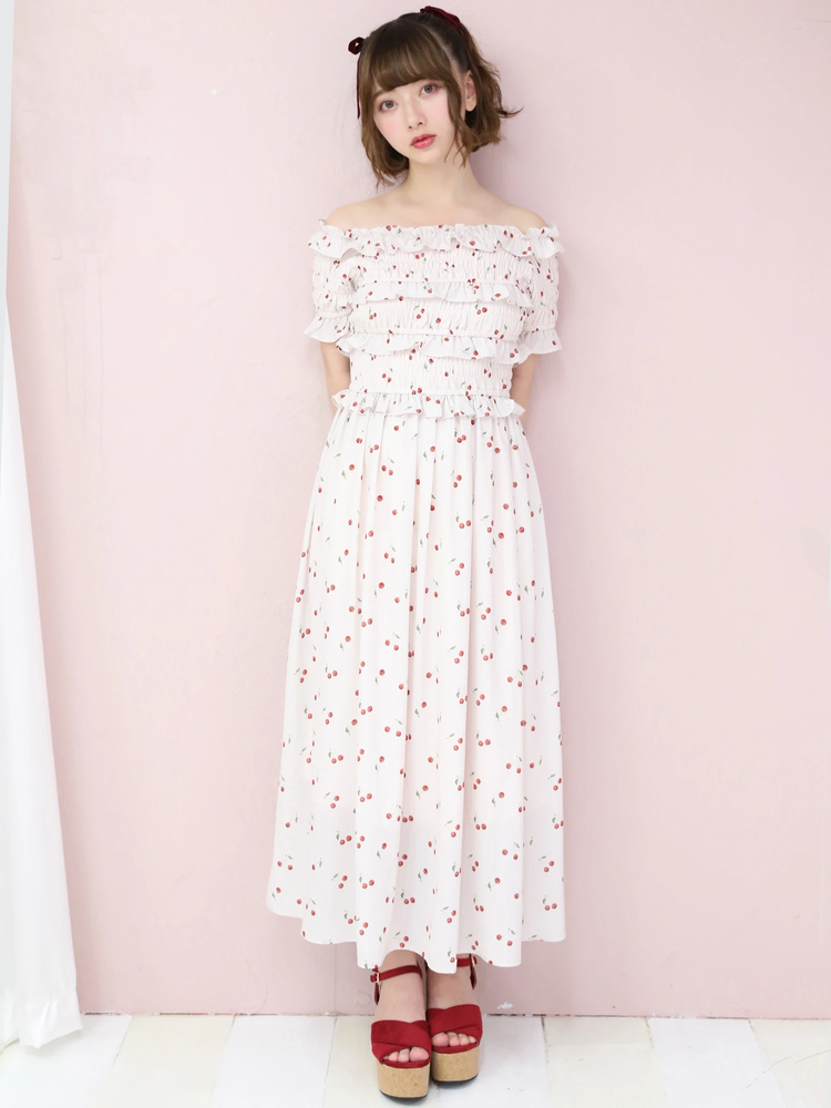 CherryシャーリングロングOP - Ank Rouge(アンクルージュ)のマキシ