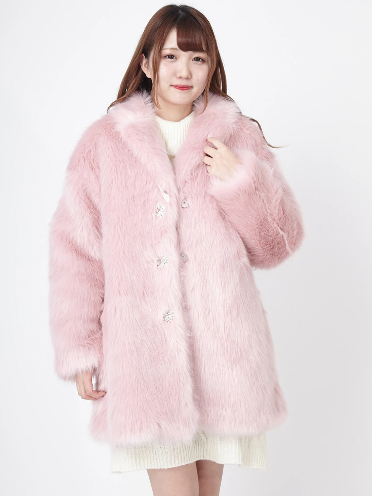 ビジューボタンエコファーコート - Ank Rouge(アンクルージュ)のコート