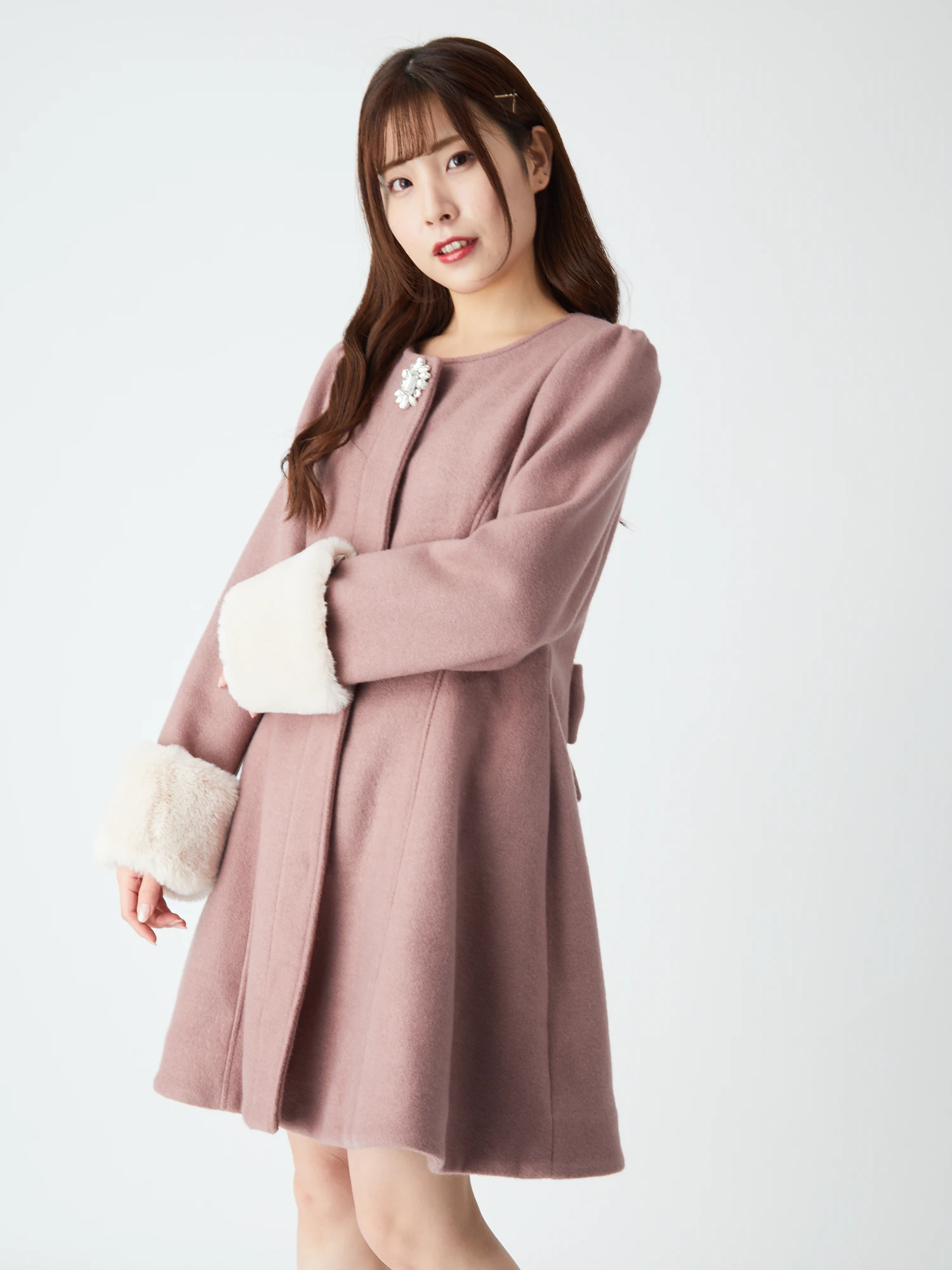 BACKリボンノーカラーフレアーコート - Ank Rouge(アンクルージュ)の