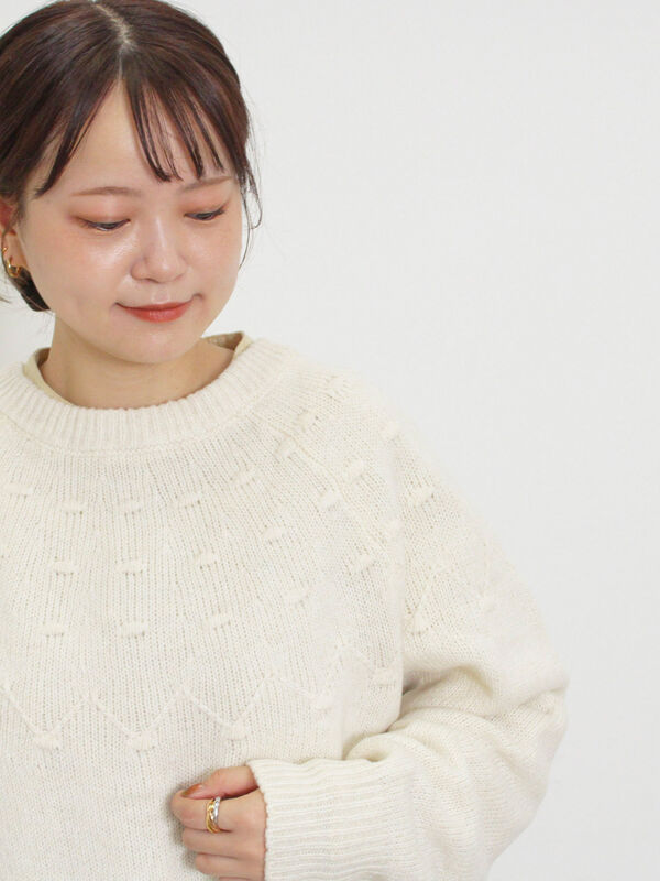 セール】 ◎求心風ぽこぽこ2WAYニット（チャコールグレー/キナリ