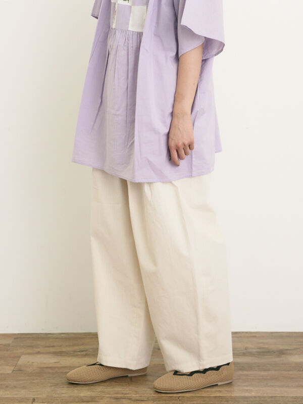 セール】 【M/Lサイズ】パン屋さんみたいなタックパンツ（オフホワイト