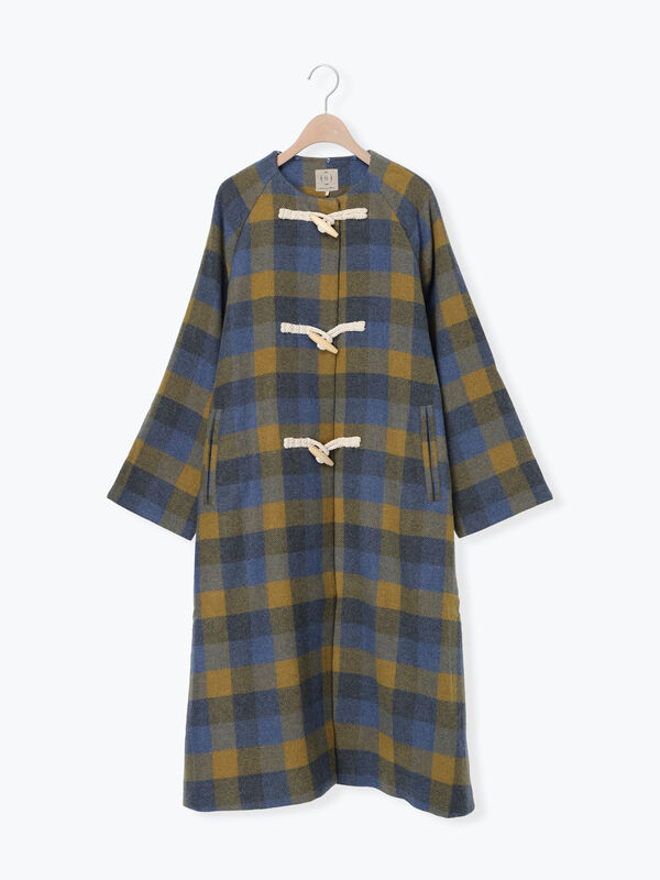 セール】 [タスマニアウール]2WAY襟ロングコート（ブラック/ボルドー