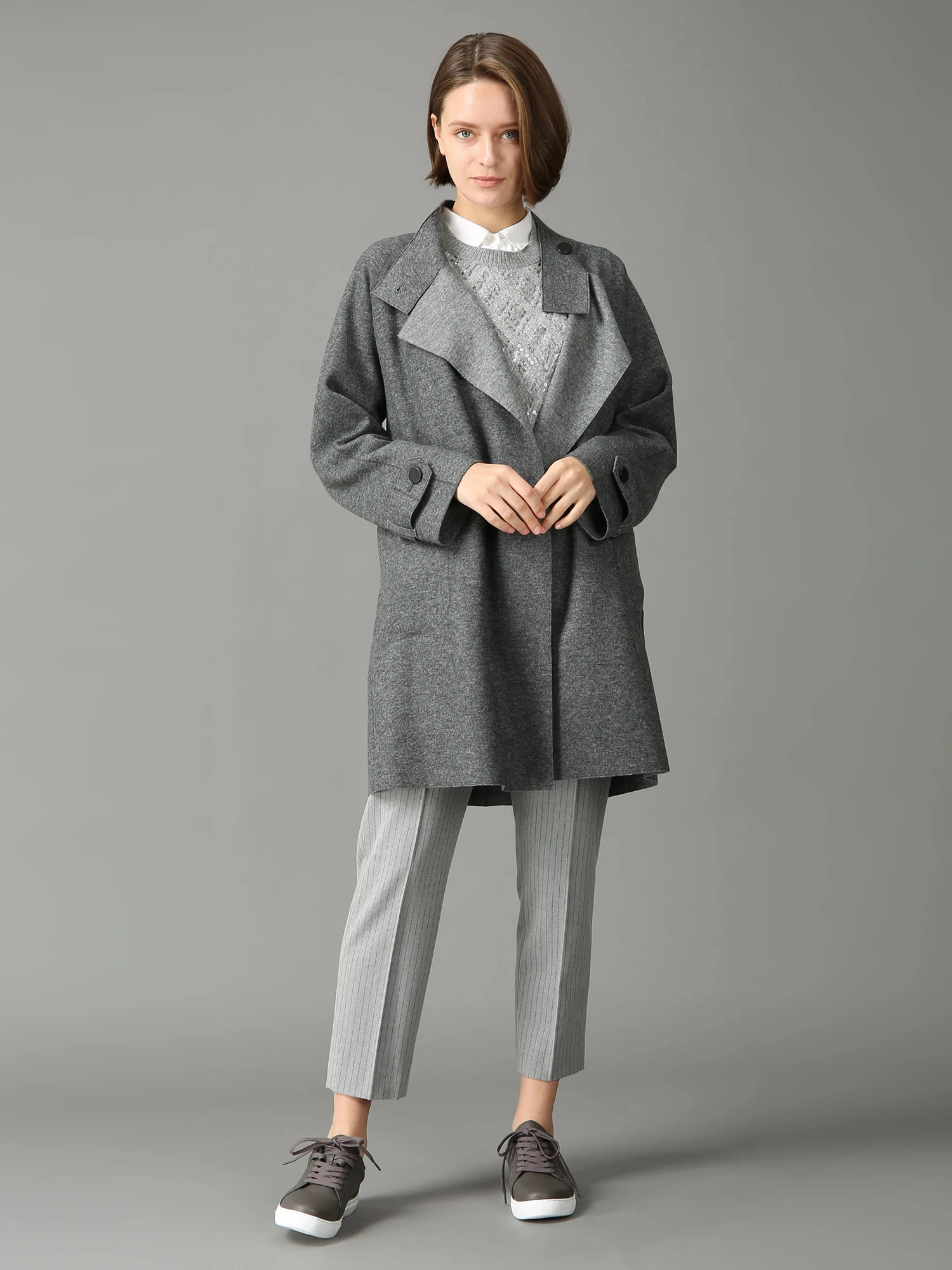 エクラ掲載】【日本製】 ウールカシミヤリバー コート ｜ MORABITO