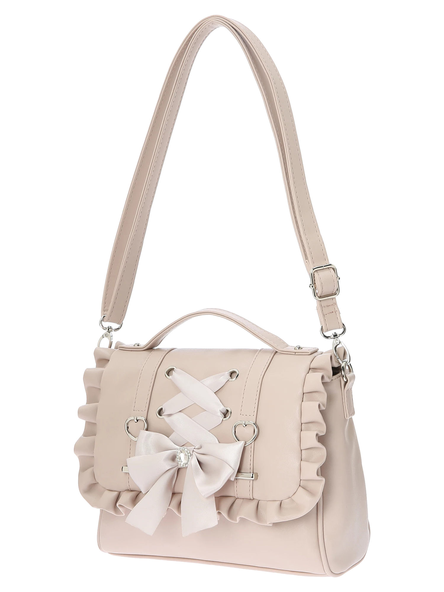 レースアップ3WAYリュック（ショルダーバッグ｜アイボリー・ピンク・黒