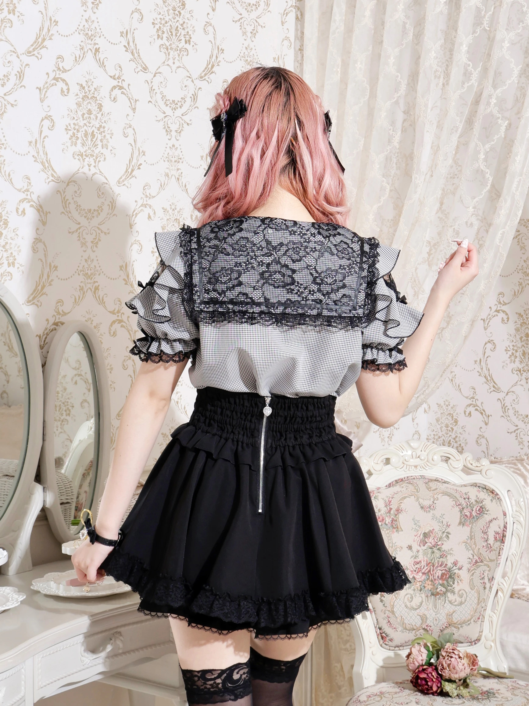 キラキラハートバックルレースアップスカパン（ショートパンツ｜ピンク