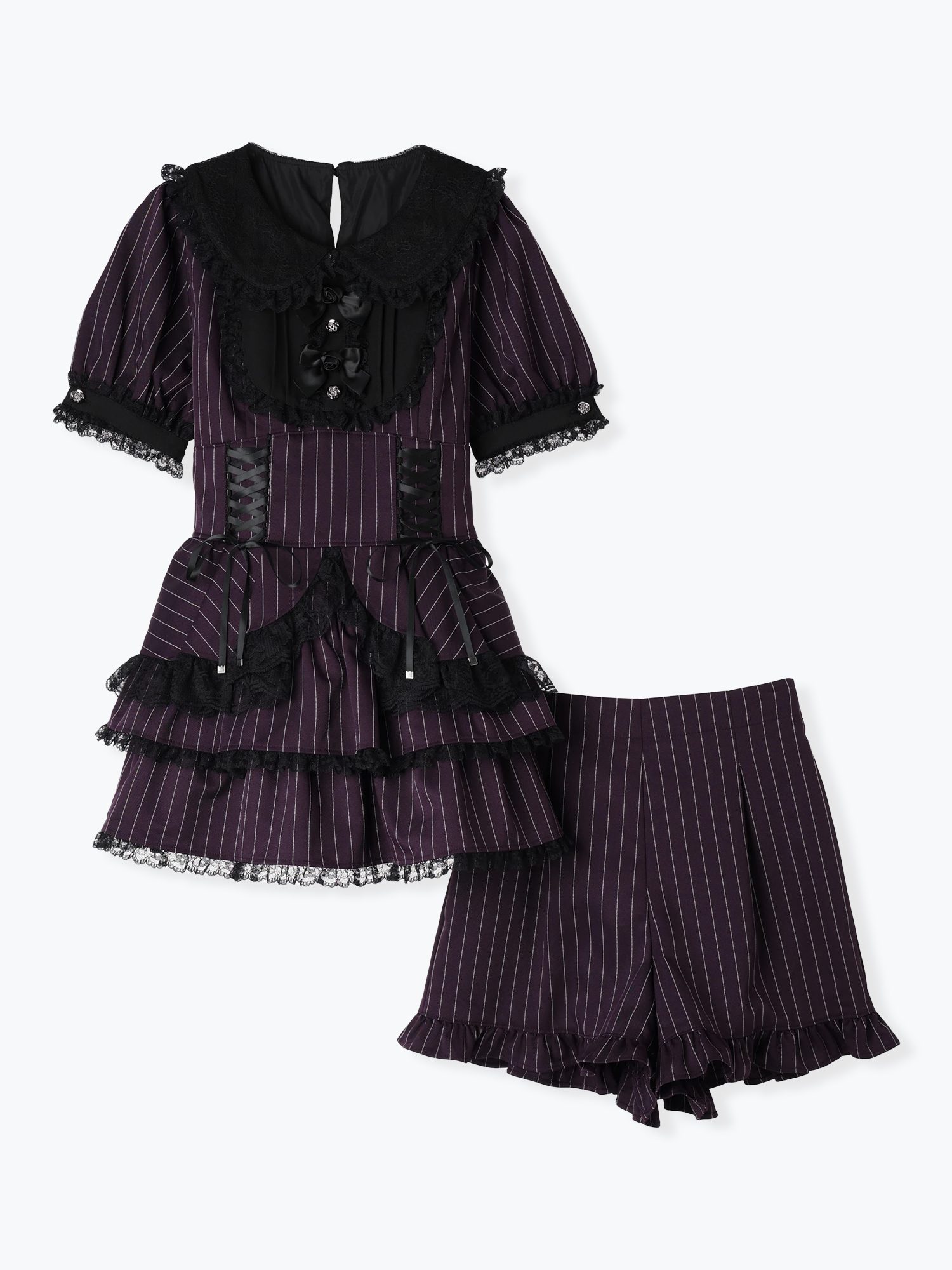 ゴシックローズリボンティアードセットアップ（セットアップ｜グレー