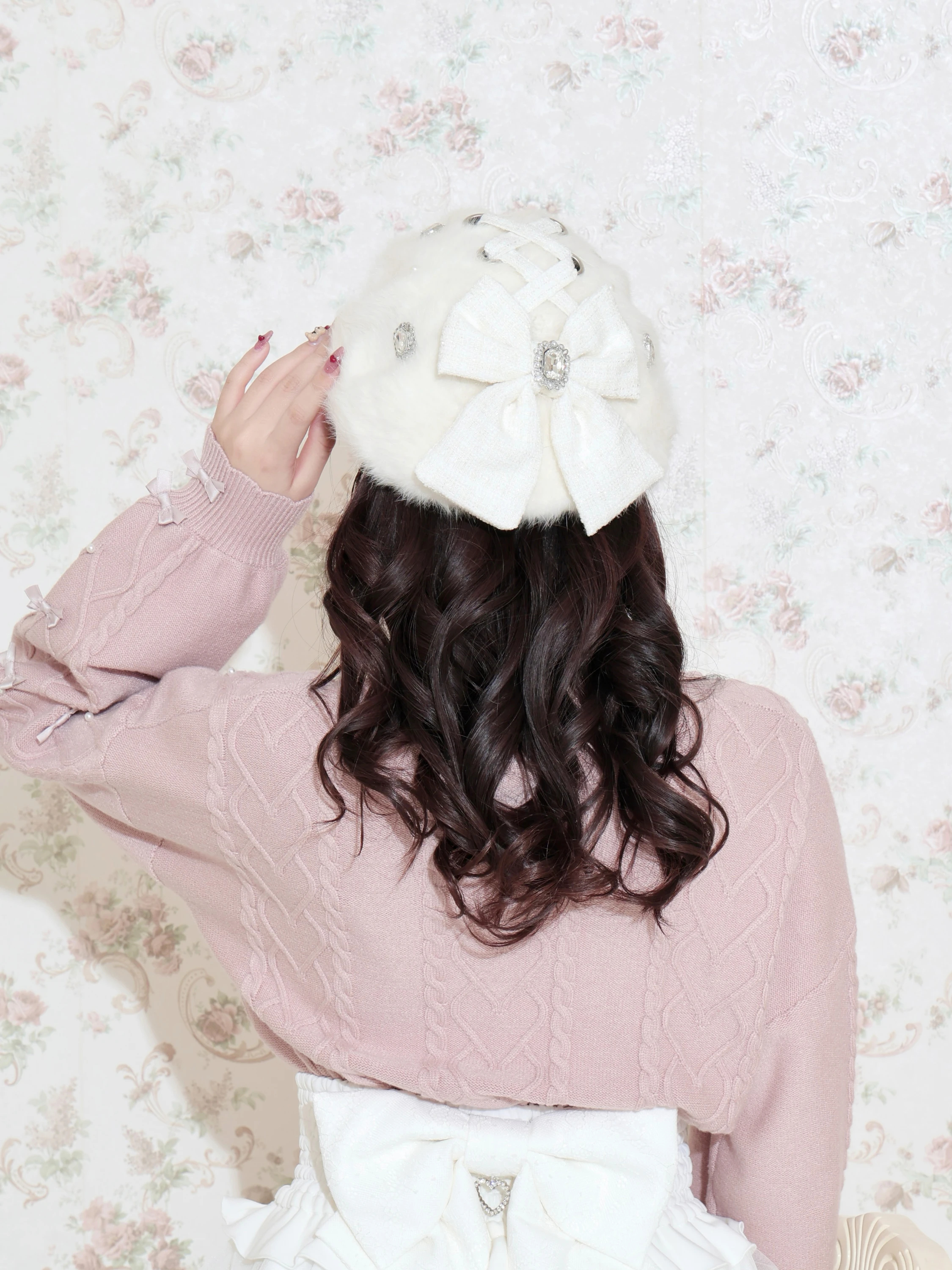 シャギーリボンベレー帽（帽子｜ピンク・黒・オフホワイト）｜【公式