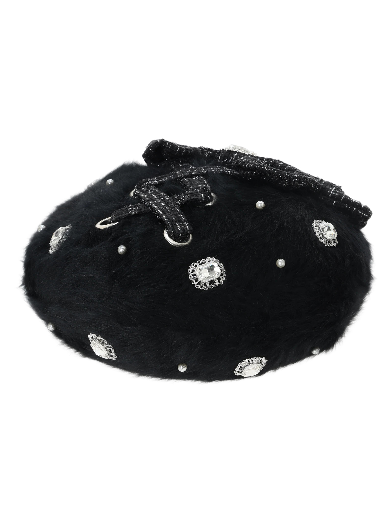 シャギーリボンベレー帽（帽子｜ピンク・黒・オフホワイト）｜【公式