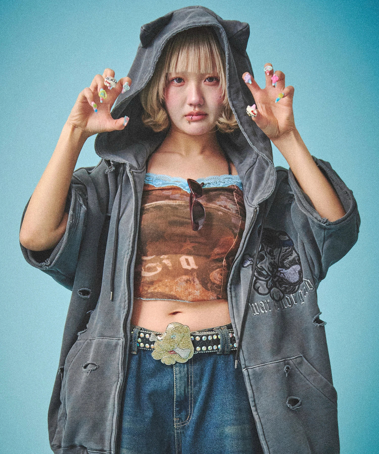 GALFY/ガルフィー 闇に染まりし反戦半パーカー(MENS)｜ファッション