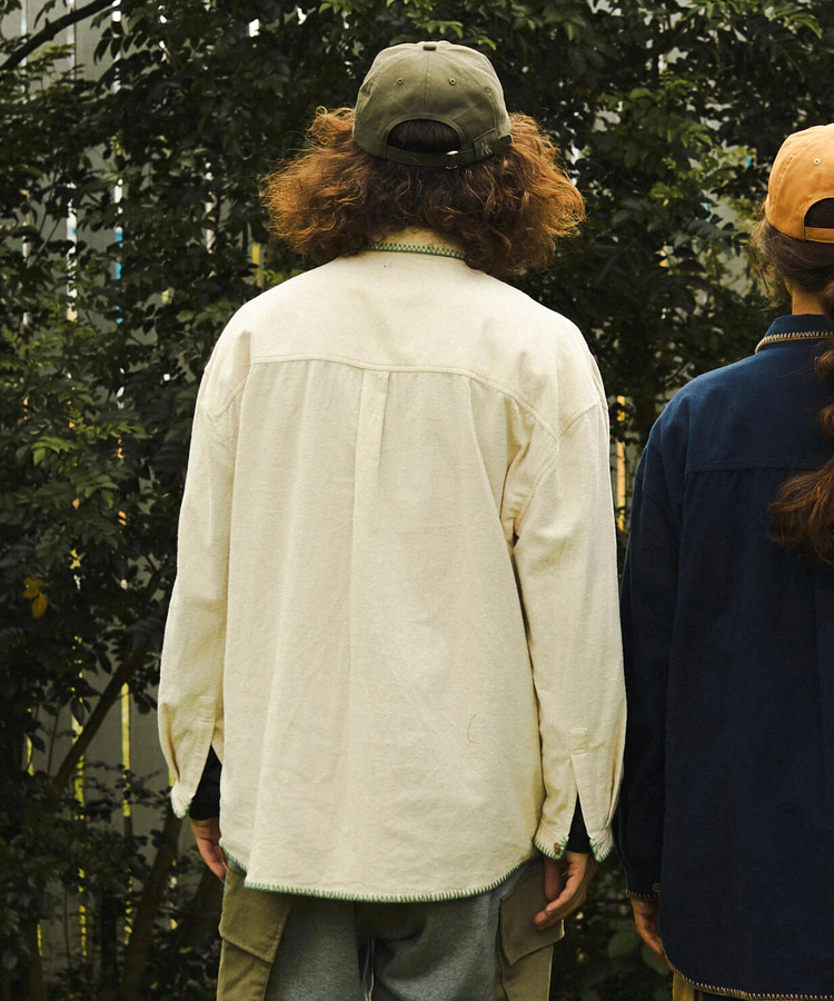 ネル起毛カギ針編みポケットシャツ (MENS/WOMENS)｜ファッション通販