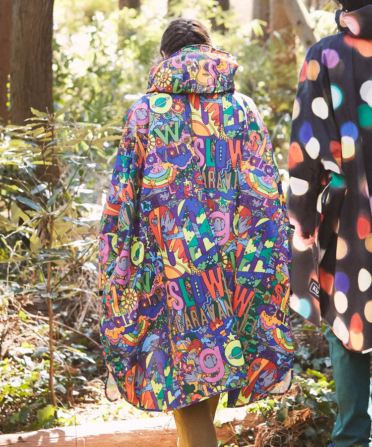 KiU×go slow caravan 】 総柄 NEW STANDARD RAIN PONCHO (MENS/WOMENS