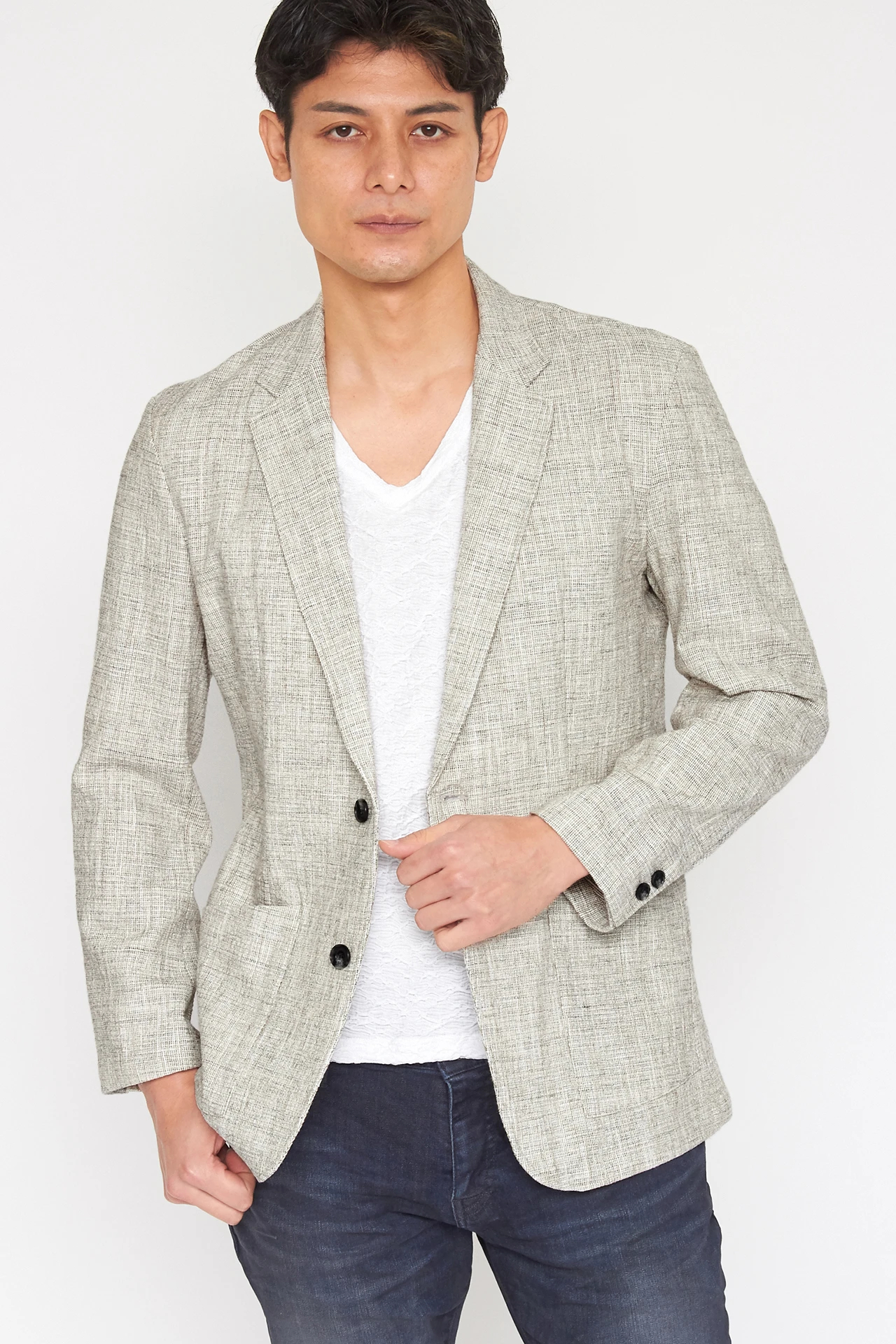 TORNADO MART∴サマーMIXツィードジャケット（マスキュリン) / TORNADO