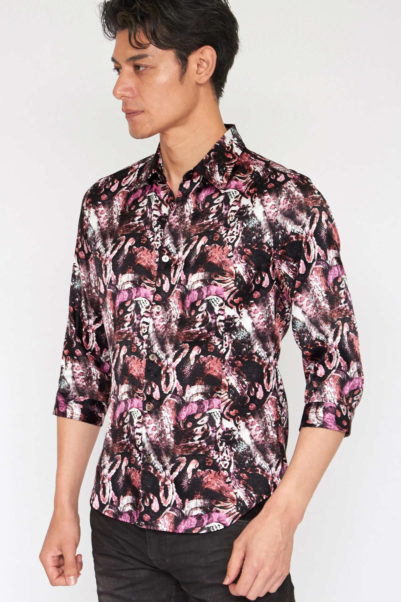 TORNADO MART∴コラージュパイソンプリント7分袖シャツ / TORNADO MART