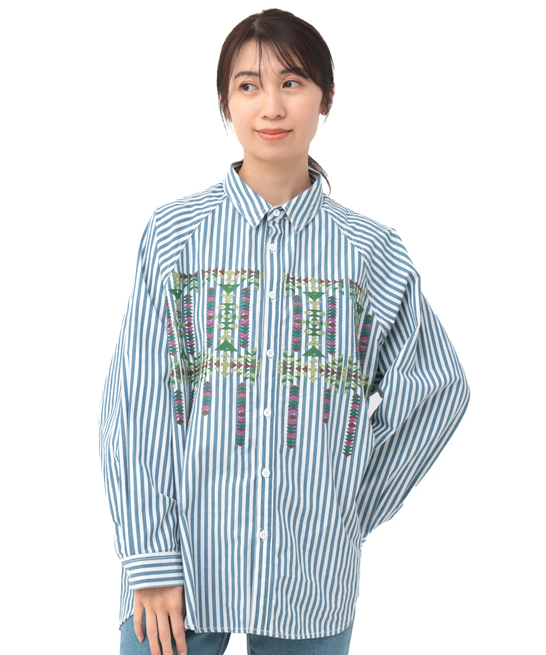 インディゴストライプ刺繍シャツ / シャツ・ブラウス | エスニック