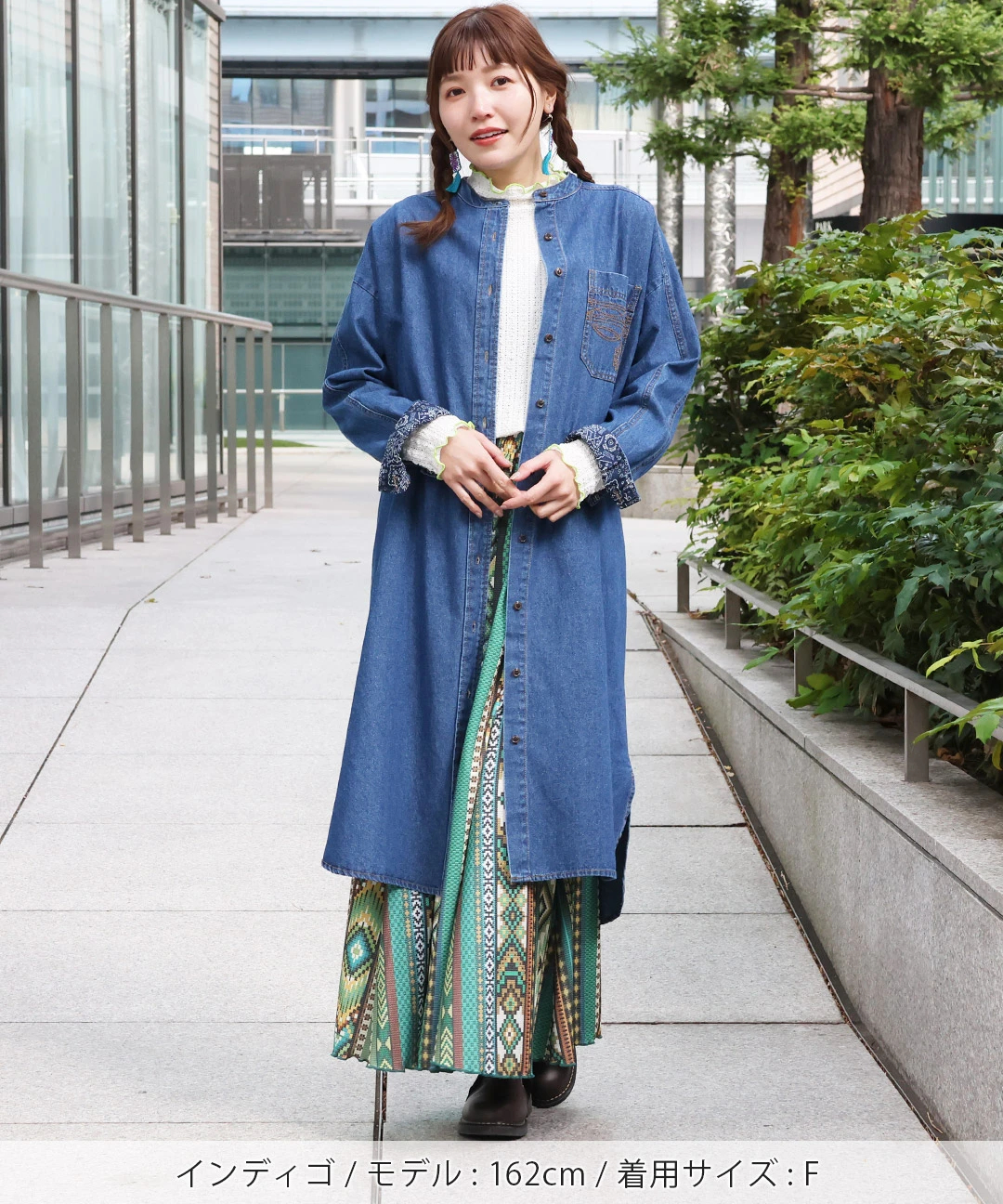 デザインステッチライトデニムワンピース / ワンピース | エスニック