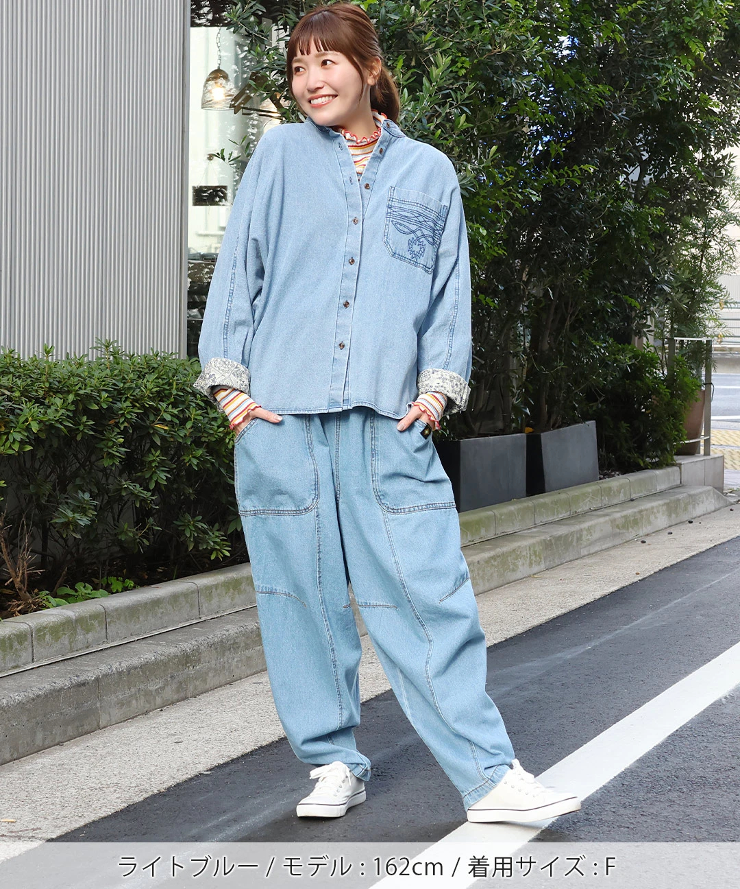 デザインステッチライトデニムドルマンシャツ / シャツ・ブラウス