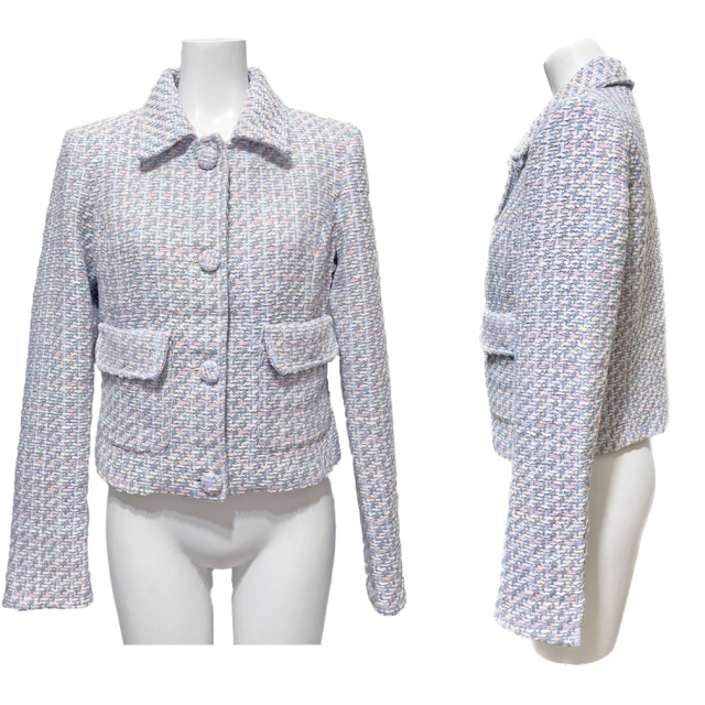 ブルマリン ツイードジャケット パステルブルー×ピンク #40 Blumarine